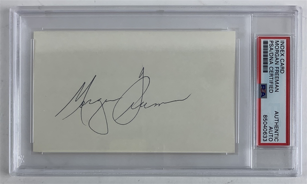 Morgan Freeman Signed 3" x 5" Index Card (PSA/DNA Encapsulated)