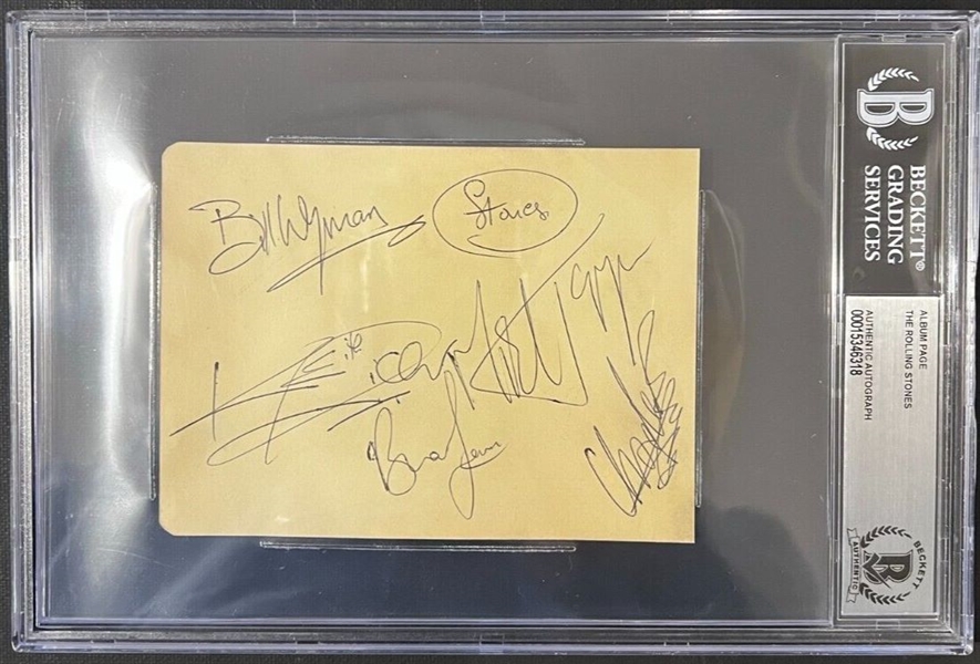 The Rolling Stones: Fully Group Signed 1960s Era Album Page (Beckett/BAS Encapsulated)(Epperson/REAL LOA)
