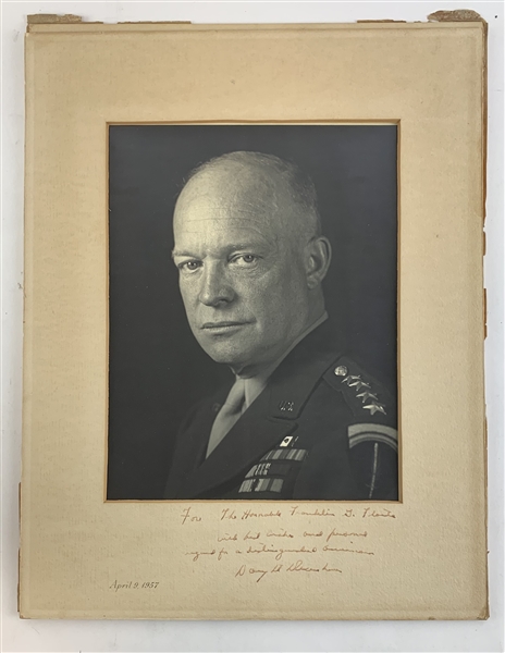 Dwight D. Eisenhower Signed Photo to Franklin G. Floete in 16" x 20" Matted Display (Third Party Guaranteed)