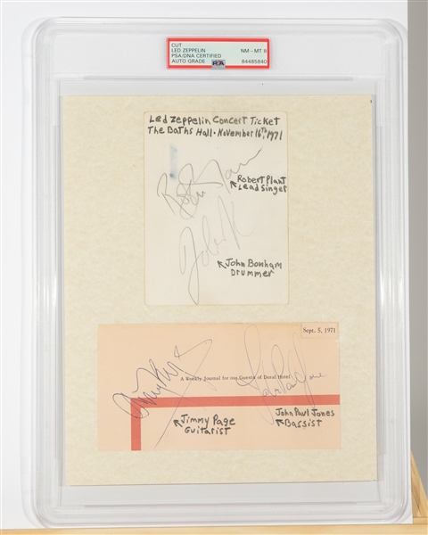 Led Zeppelin: Multi-Signed Page w/ NM-MT 8 Autographs! (PSA/DNA Encapsulated)