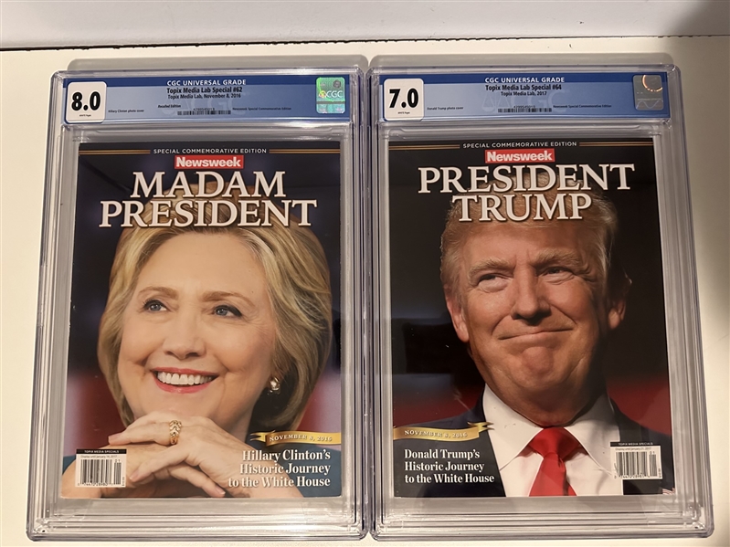 Election 2016: President Donald Trump Special Edition Newsweek Magazine with RARE Hillary Clinton Recalled Special Edition (CGC 7.0)