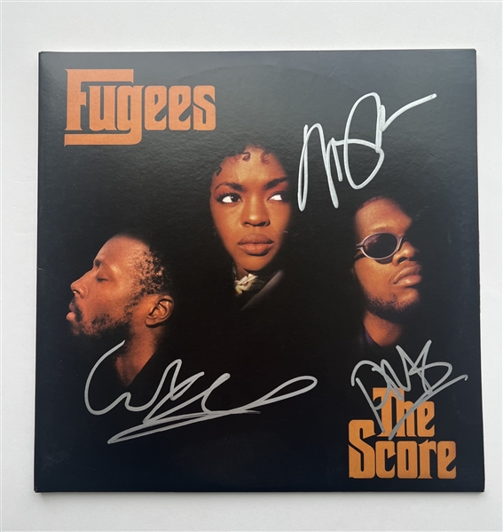 Fugees: Lauren Hill. Pras, & Wyclef Jean In-Person Signed "The Score" Album Cover (Third Party Guaranteed)(Ulrich Collection)