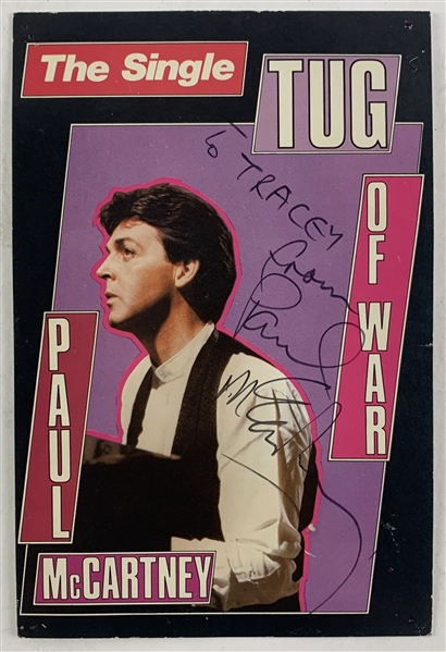 The Beatles: Paul McCartney Signed 4" x 6" Tug of War Promotional Postcard (Tracks LTD.)(Third Party Guaranteed)