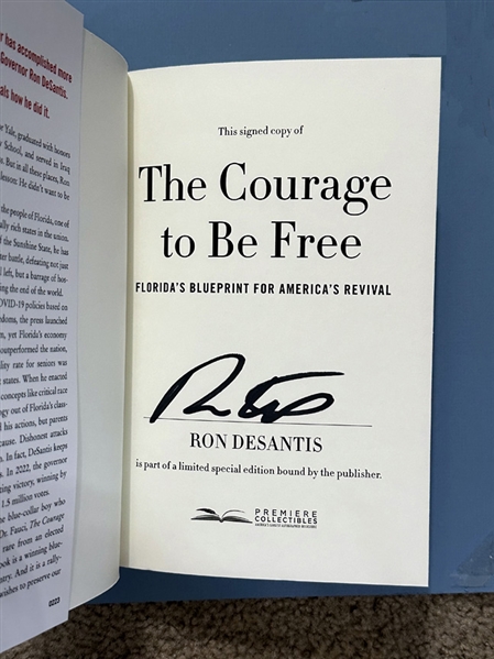 Presidential Candidate Ron DeSantis Signed "To Be Free" Book (Third Party Guarantee)