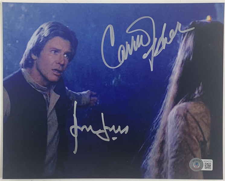 Star Wars: Carrie Fisher & Harrison Ford Dual-Signed 8" x 10" Photograph (Beckett/BAS LOA)