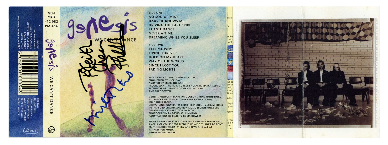 Genesis: Collins & Rutherford Signed "We Can’t Dance" Cassette Inlay (Tracks LOA)(Third Party Guaranteed)