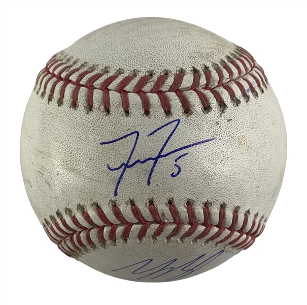 Freddie Freeman & Mookie Betts Game Used & Signed OML Baseball :: Used 8-16-2023 MIL vs. LAD :: Ball Pitched to Freeman & Betts! (PSA/DNA & MLB Hologram)