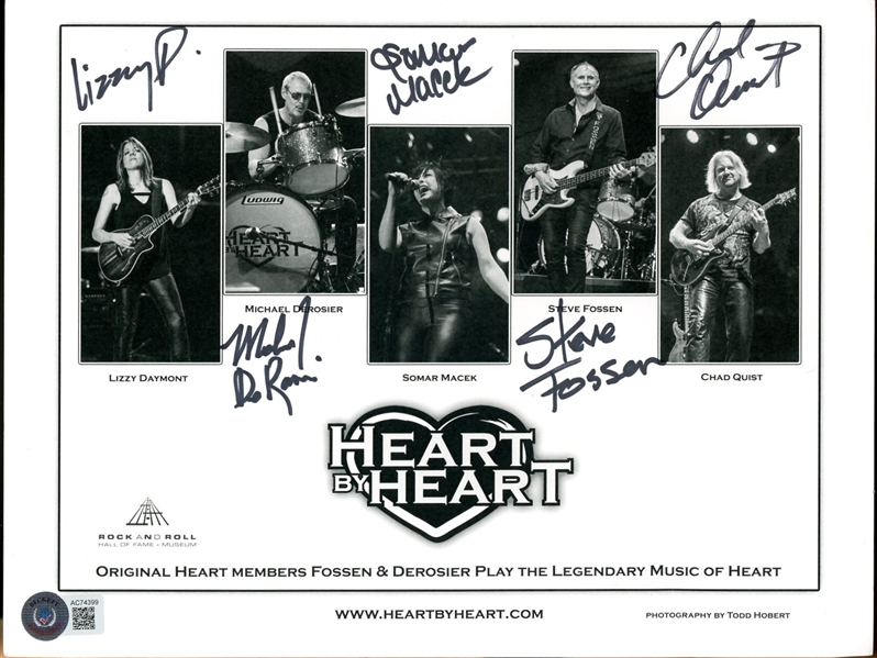 Heart: Group Signed 8.5" x 11" Promo Photo (Beckett/BAS)