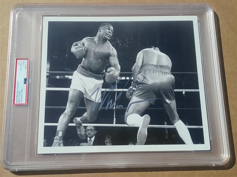 Mike Tyson Signed Type II Boxing Photo of 7/11/85 Bout at Trump Plaza vs John Alderman! (PSA/DNA Encapsulated)