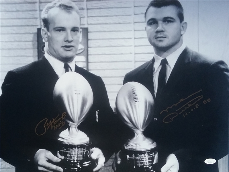 Paul Hornung & Mike Ditka Signed 16" x 20" 1961 NFL Awards Ceremony Photograph (JSA)