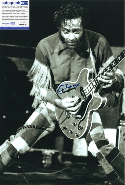 Chuck Berry Signed 12" x 20" Photo (ACOA)