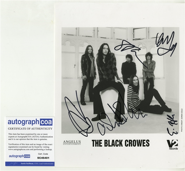 The Black Crowes Group Signed 8" x 10" Promotional Photo (ACOA)