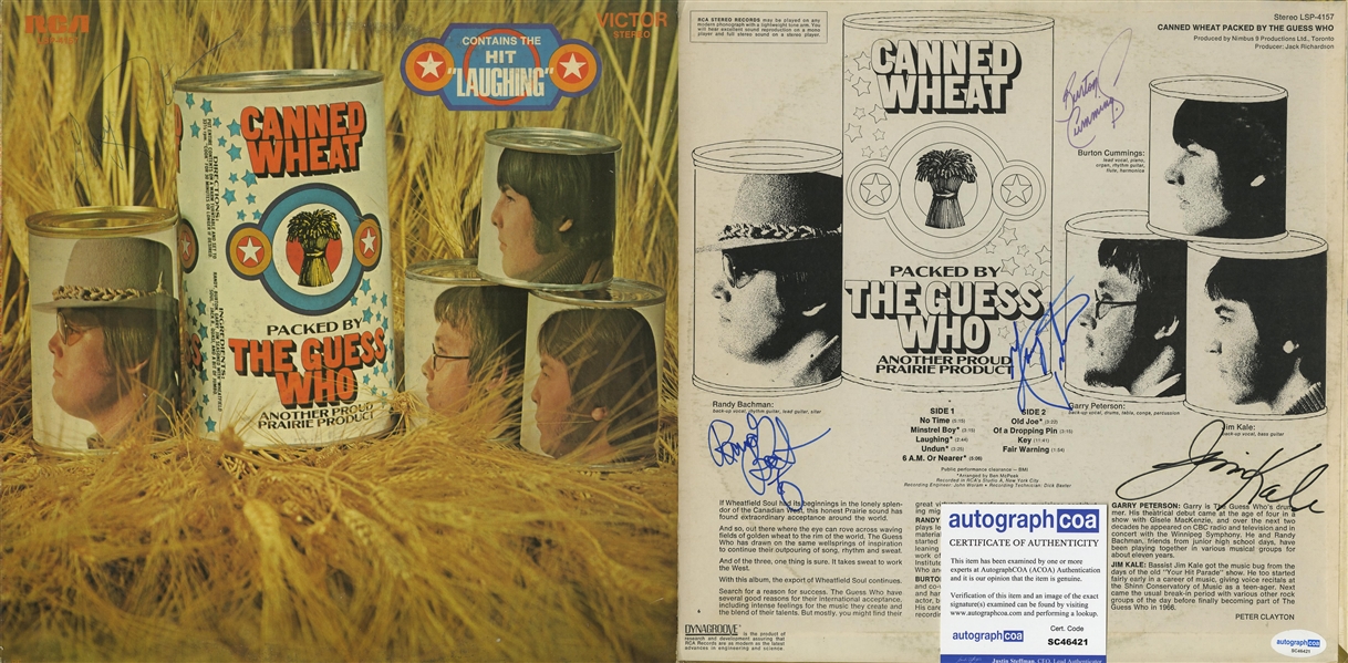 The Guess Who Rare Group Signed "Canned Wheat" Album Cover (ACOA)