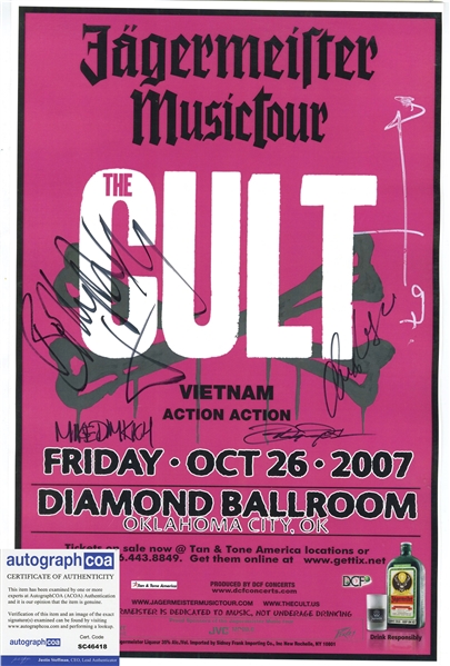 The Cult: Group Signed 12" x 20" Concert Poster (ACOA)