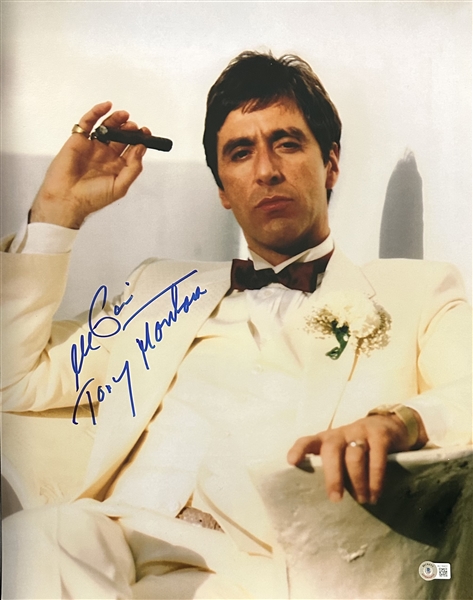 Al Pacino Signed 16" x 20" Photo from "Scarface" with ULTRA RARE "Tony Montana" Inscription & GEM MINT 10 Auto! (Beckett/BAS LOA)(Grad Collection)