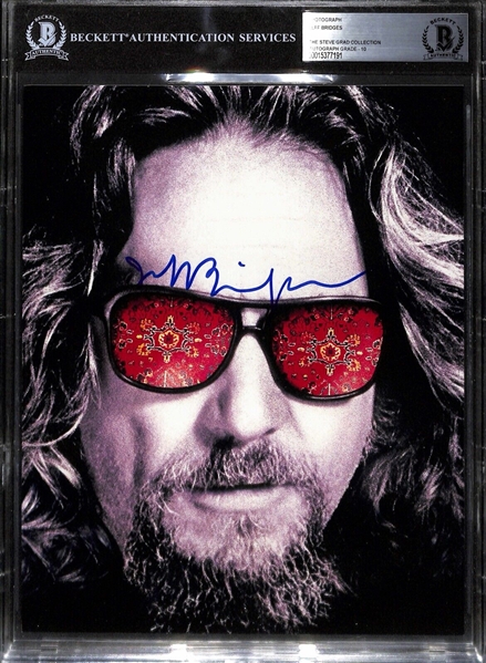 Jeff Bridges Signed 8" x 10" Photo as "The Dude" from Kingpin! (Gem Mint 10! Auto)(Beckett/BAS Encapsulated)(Grad Collection)