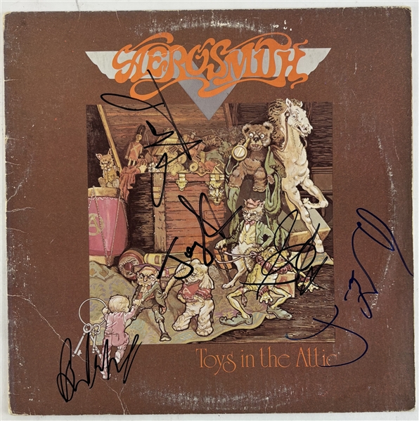 Aerosmith: Group Signed "Toys in the Attic" Album Cover w/ Vinyl (5 Sigs)(Beckett/BAS LOA)