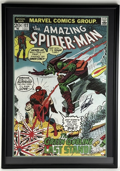Stan Lee Signed Spiderman Poster in Framed Display (JSA Sticker)(Stan Lee Excelsior)