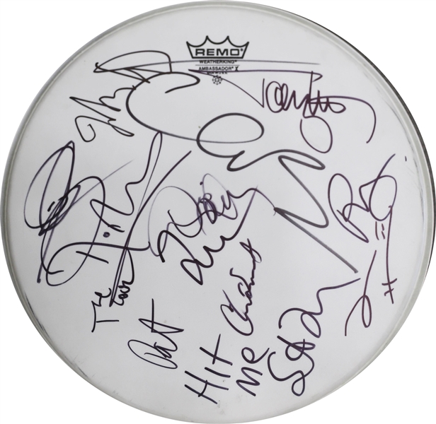 Rock Drummers Multi-Signed Drumhead with Taylor Hawkins, Tommy Lee, Danny Carey, etc. (13 Sigs)(Third Party Guaranteed)
