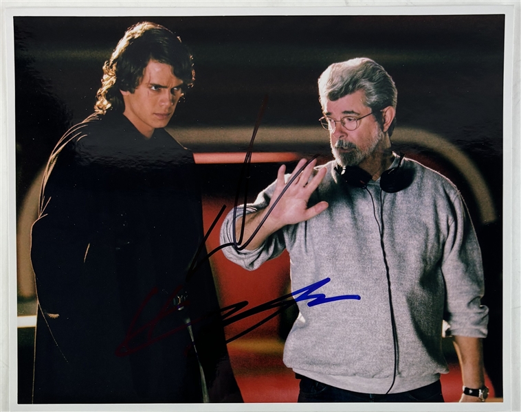Star Wars: Hayden Christensen & George Lucas Signed 8" x 10"  Revenge Of The Sith Photo (JSA LOA)