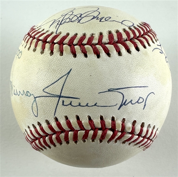Hank Aaron, Willie Mays, Eddie Murray and Rafael Palmeiro Signed "500 HR/3,000 Hit" Club ONL Baseball (Third Party Guaranteed)