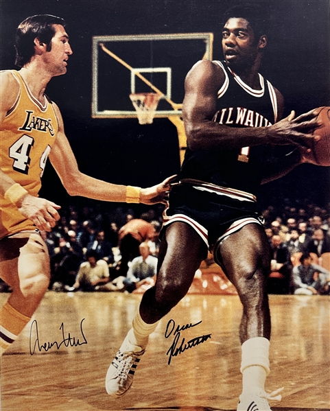 Oscar Robertson & Jerry West Dual Signed 16" x 20" Color Photo (Third Party Guaranteed)