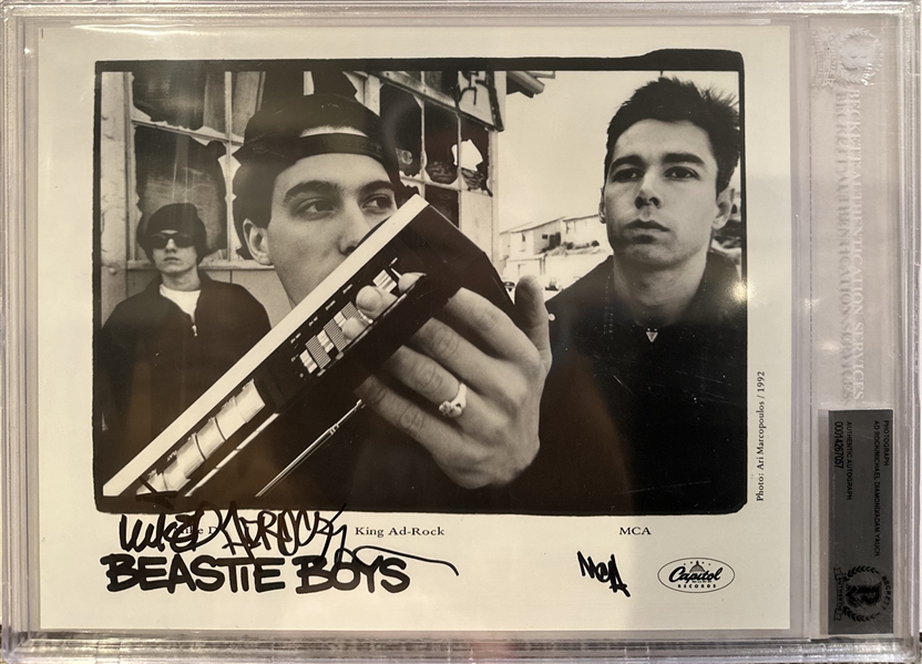 The Beastie Boys Group Signed Capitol Records 8" x 10" Promotional Photograph (3 Sigs)(Beckett/BAS Encapsulated)
