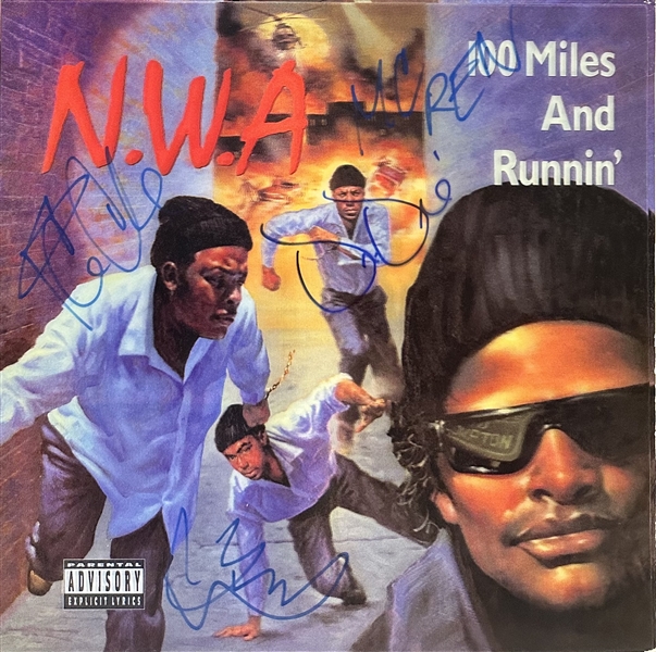 N.W.A. RARE Group Signed "100 Miles and Runnin" 3-D Lenticular Album with Dr. Dre, Ice Cube, DJ Yella and MC Ren (Beckett/BAS & JSA LOAs) 