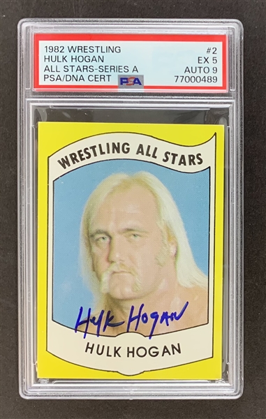 Hulk Hogan 1982 Wrestling All-Stars Series A Rookie Card - Graded PSA EX 5 with MINT 9 Autograph!