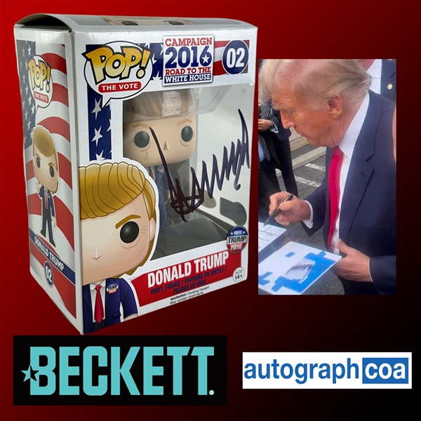 Donald Trump RARE Signed 2016 Campaign Funko Pop with EXACT Photo Proof! (Beckett/BAS & ACOA LOAs)