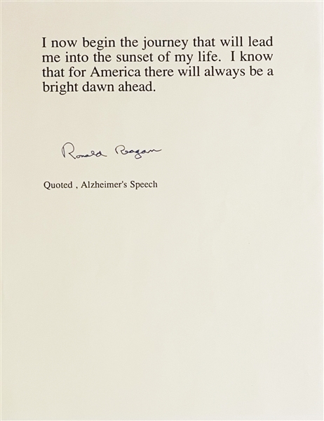 Ronald Reagan Signed Alzheimers Announcement Quote (PSA/DNA LOA)