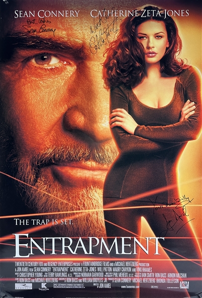 Entrapment Cast Signed 27" x 40" One-Sheet Movie Poster with Sean Connery, Catherine Zeta-Jones & Jon Amiel (Beckett/BAS LOA)