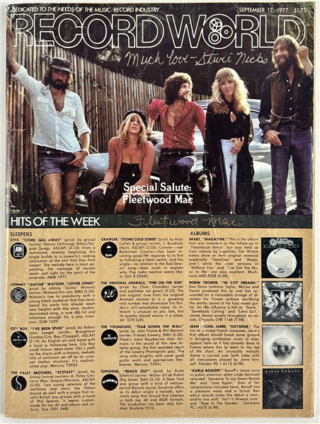 Fleetwood Mac: Stevie Nicks Signed 1977 Record World Magazine with RARE "Fleetwood Mac" Inscription (JSA LOA)