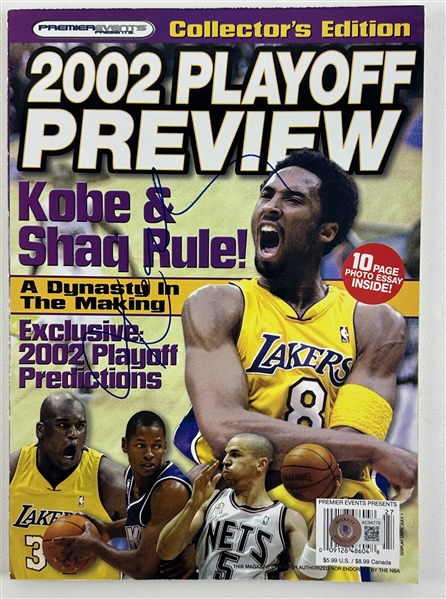 Kobe Bryant Signed Premier Events 2002 Playoff Preview Magazine (Beckett/BAS LOA)