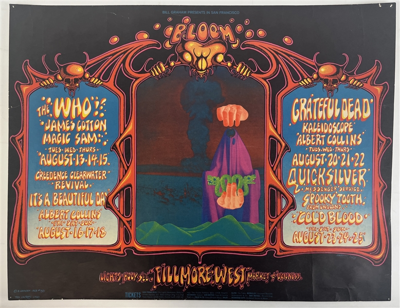 The Who & The Grateful Dead 28 ½" x 22 1968 Fillmore West Concert Poster