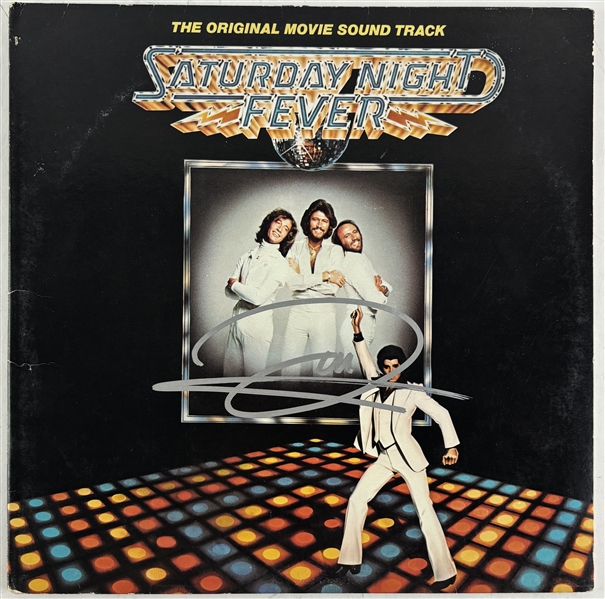 Saturday Night Fever: Barry Gibb Signed Movie Soundtrack Album Cover (Beckett/BAS)