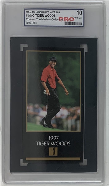 Tiger Woods Rookie 1997 Grand Slam Ventures PGA Tour Trading Card Graded Gem Mint 10 by PRO Grading! (PRO Encapsulated)