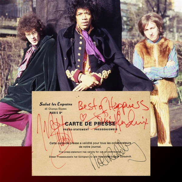 The Jimi Hendrix Experience: Group Signed 1967 Press Conference Pass (Third Party Guaranteed)(Tracks LOA)