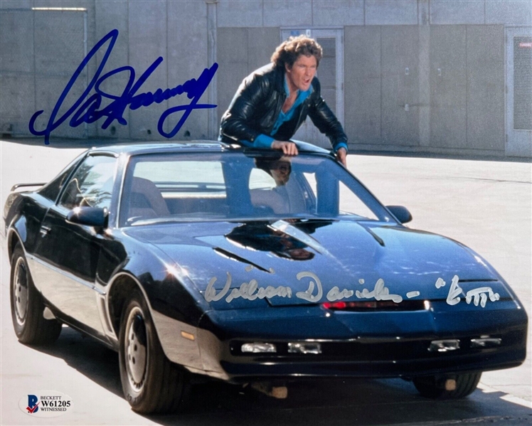 Knight Rider: David Hasselhoff and William Daniels Signed 8" x 10" Color Photo (Beckett/BAS)