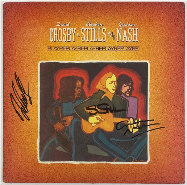 CSN: David Crosby, Stephen Stills, & Graham Nash Signed "Replay" Album Cover (Beckett/BAS)