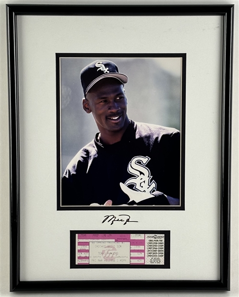Michael Jordan White Sox MLB Debut Ticket in Framed Display 