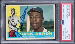 Hank Aaron Rare Signed 1960 Topps #300 Trading Card (PSA/DNA Encapsulated)