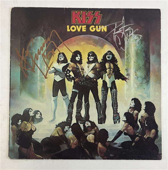 KISS: Ace Frehley & Peter Criss Dual Signed "Love Gun" Album Cover (Third Party Guaranteed)