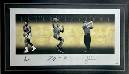 Muhammad Ali, Michael Jordan, & Tiger Woods Signed & Framed 'Legends of Sport' Limed Edition Print (#51/500)(UDA)