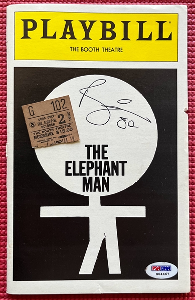 David Bowie Signed "The Elephant Man" Playbill w/ Theatre Ticket Stub (PSA/DNA LOA)