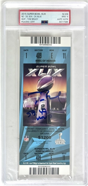 Tom Brady Signed Super Bowl XLIX Ticket with "SB 49 MVP" Inscription (PSA/DNA Encapsulated)