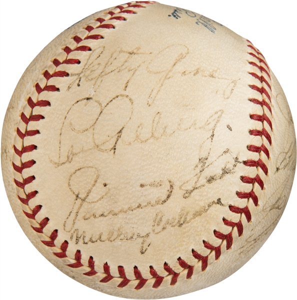 1935 American League All-Stars Team Signed OAL Baseball with Lou Gehrig & Entire Starting Roster (16 Sigs)(PSA/DNA LOA)