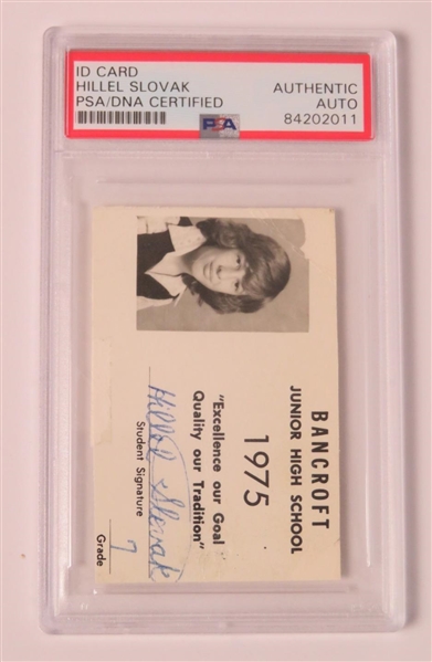 RHCP: Hillel Slovak Personally Owned, Signed & Used Junior High School ID Card (PSA/DNA Encapsulated)(JSA LOA)