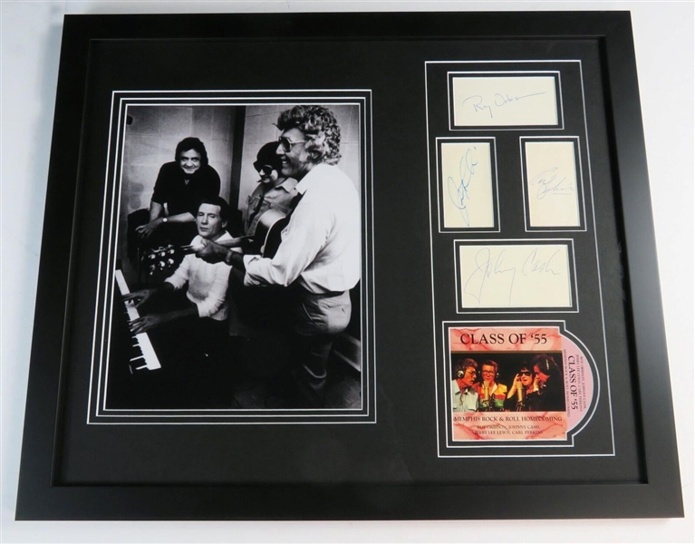 Class of 55 Custom Framed Signature Display with Cash, Orbison, Lewis & Perkins (JSA LOA)