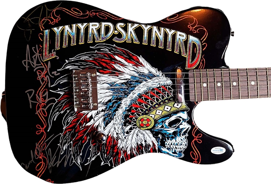 Lynyrd Skynyrd Group Signed Custom Graphics Guitar (ACOA)